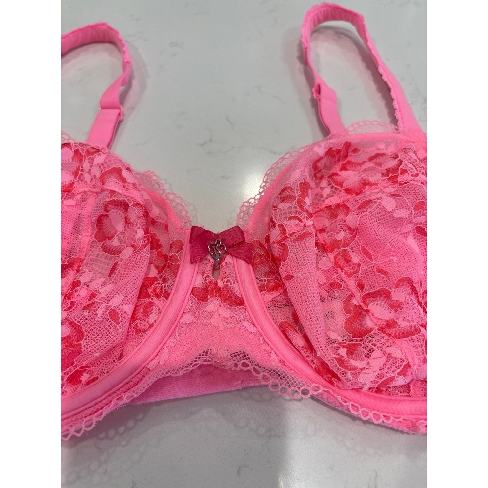 Body By Victoria Soft Lace Unlined Demi Pink Bra 342185-22U Size 38 D - Picture 3 of 9